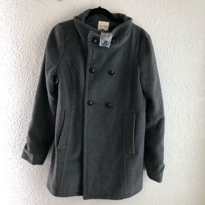 Double breasted dark gray wool jacket